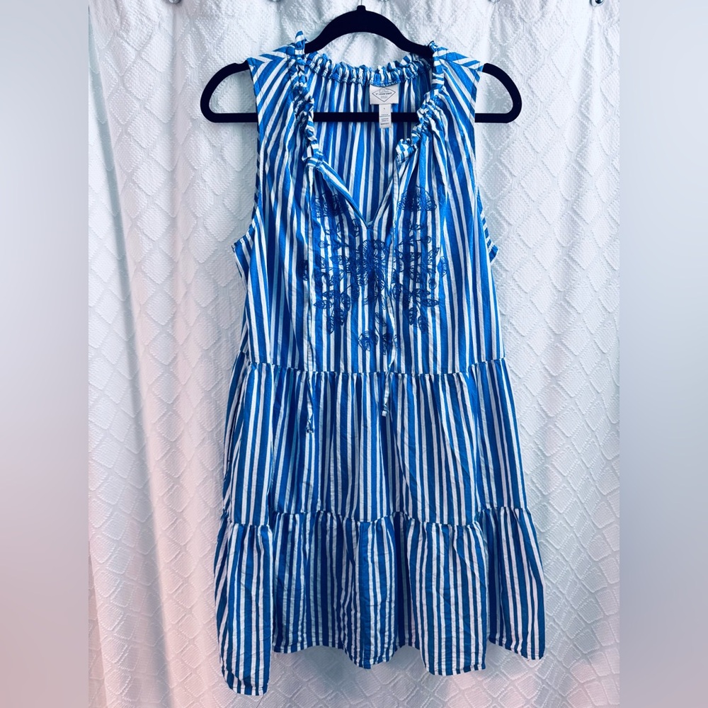 St. John's Bay Blue and White Striped Dress